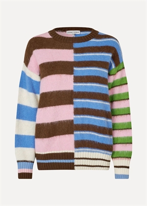 Crew neck alpaca cotton sweater Multistripes Mix Stine Goya 